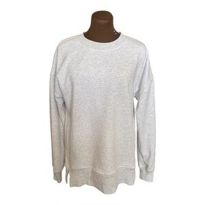 Zella Amazing Womens Luxe French Terry Sweatshirt Ivory Dove Heather Grey Size M